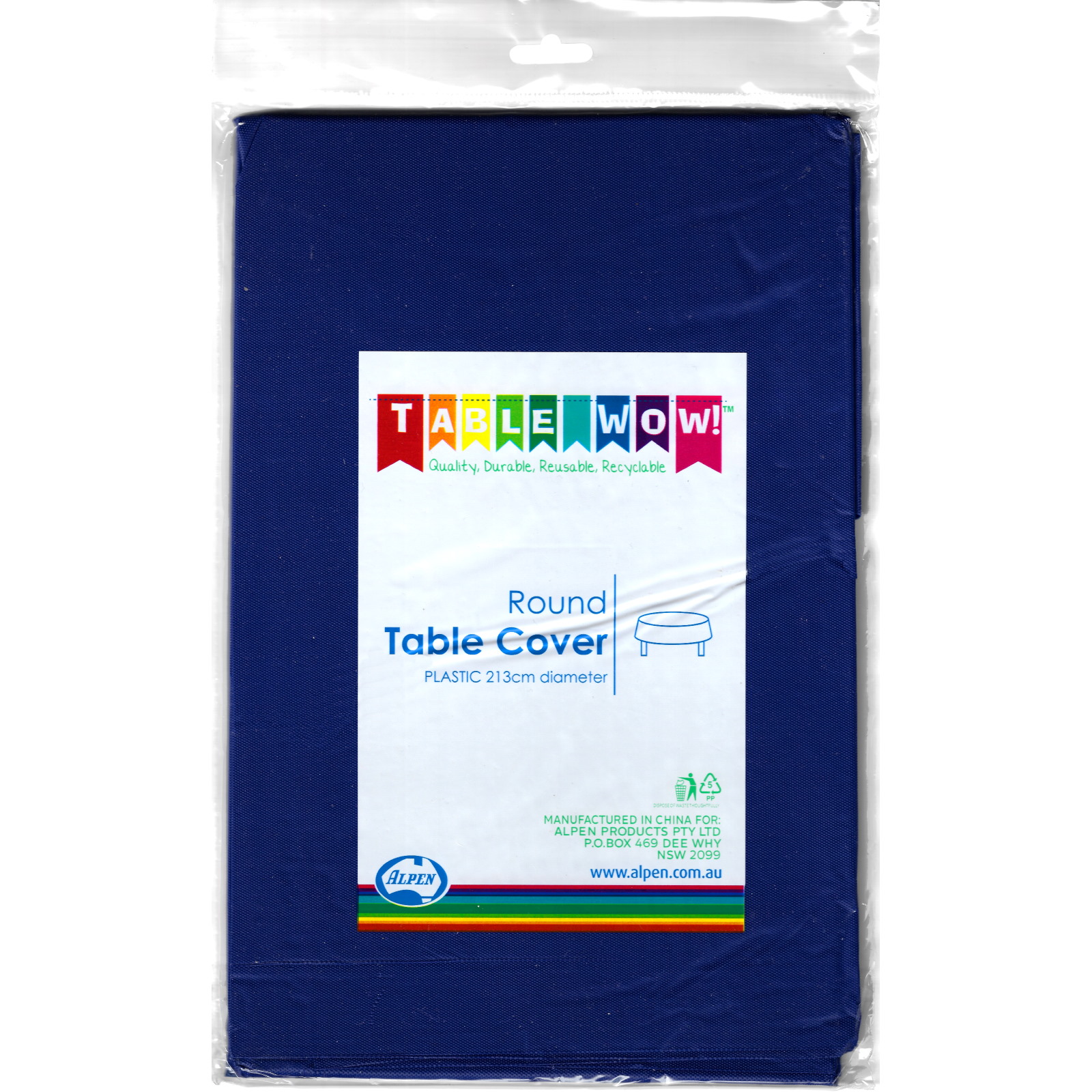Navy Plastic Round Tablecloth