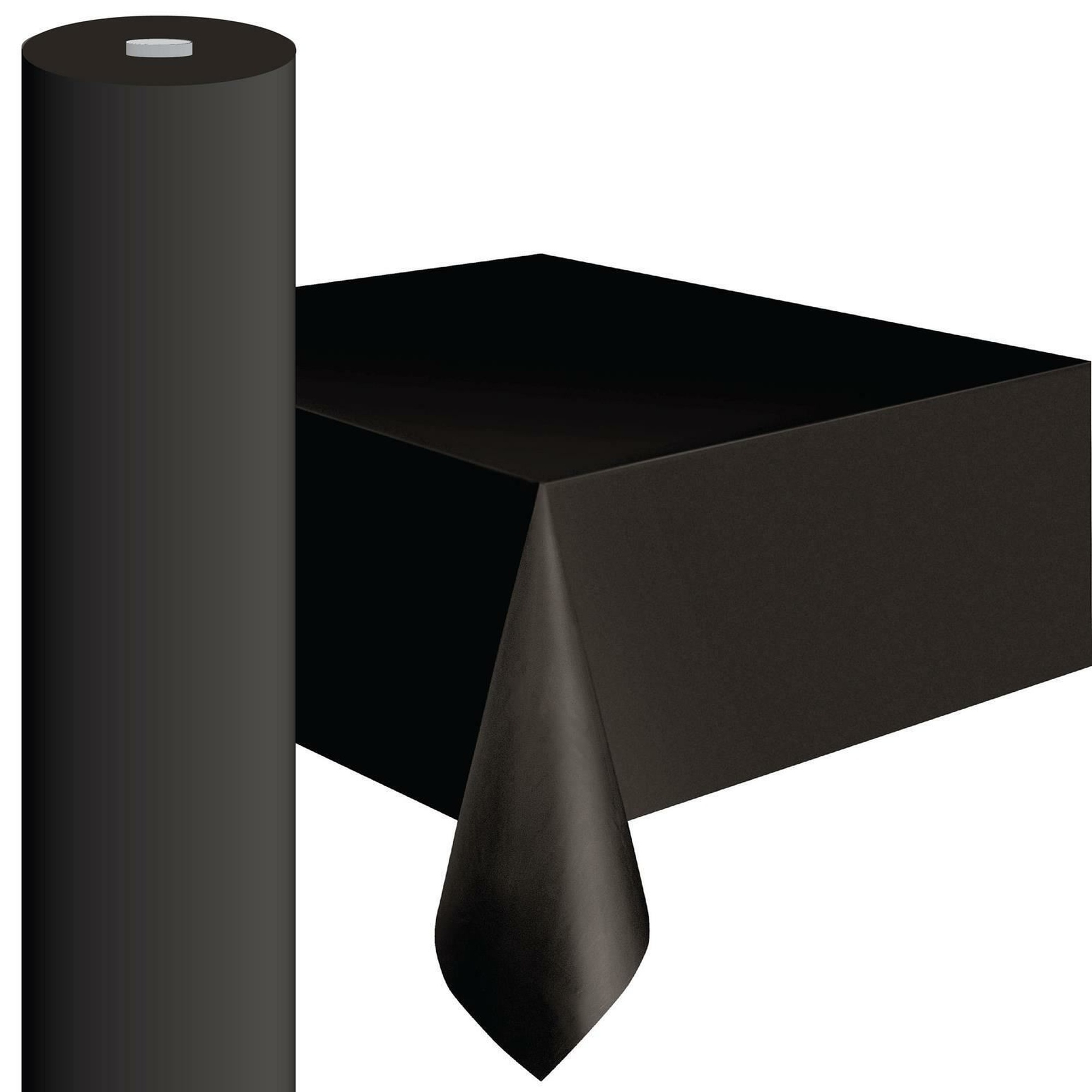 Cut-To-Size Black Plastic Banquet Tablecloth Table Roll 1.37m x 30m