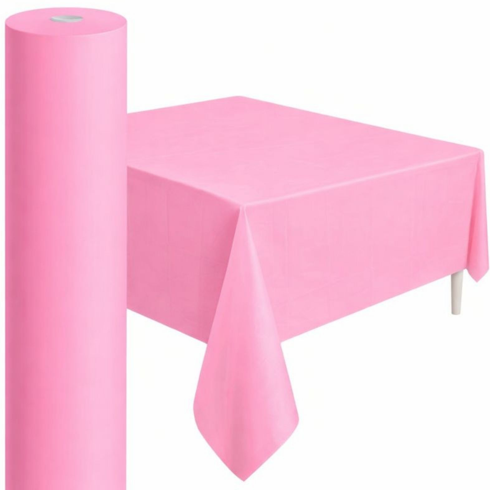 Cut-To-Size Light Pink Plastic Banquet Tablecloth Table Roll 1.37m x 30m