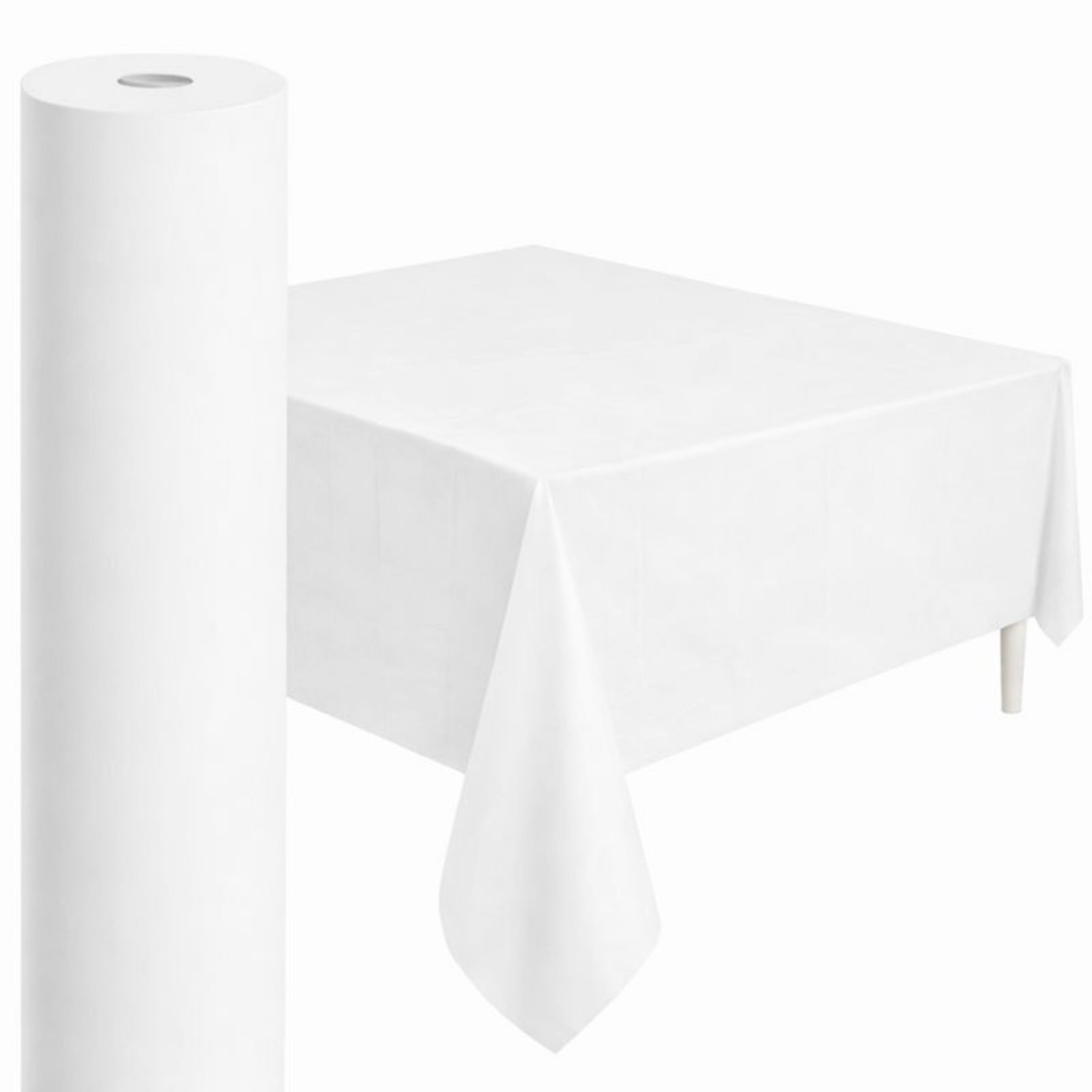 Cut-To-Size White Plastic Banquet Tablecloth Table Roll 1.37m x 30m