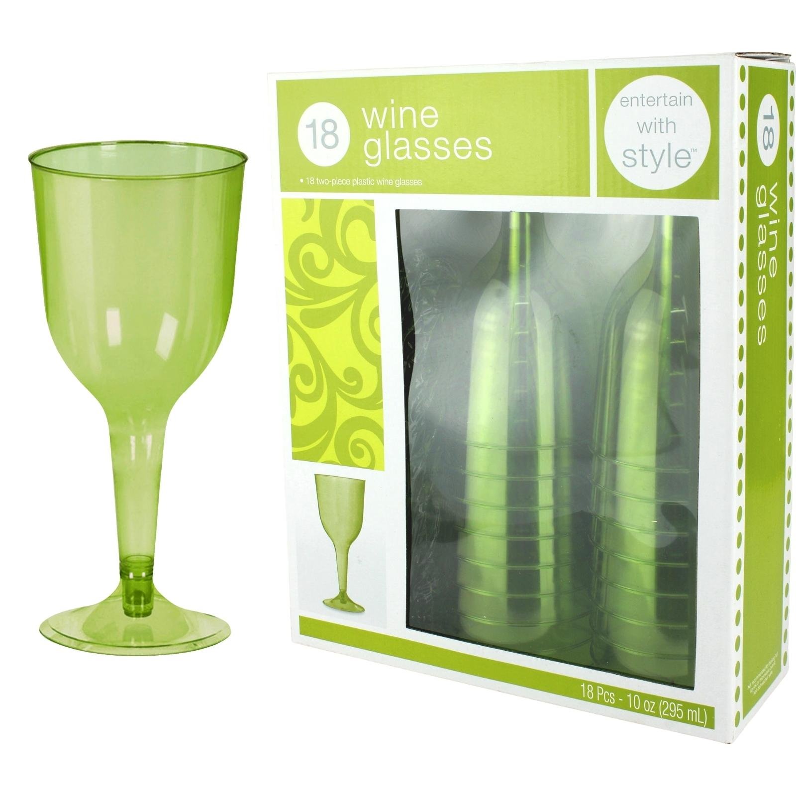 Lime Green Plastic Wine Glasses (Pack of 18)