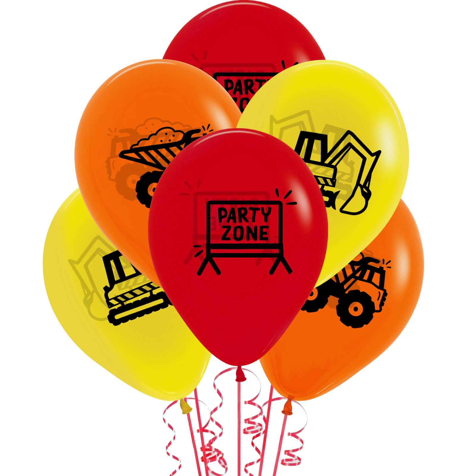 Construction Party Zone Assorted Balloons (Pack of 10)