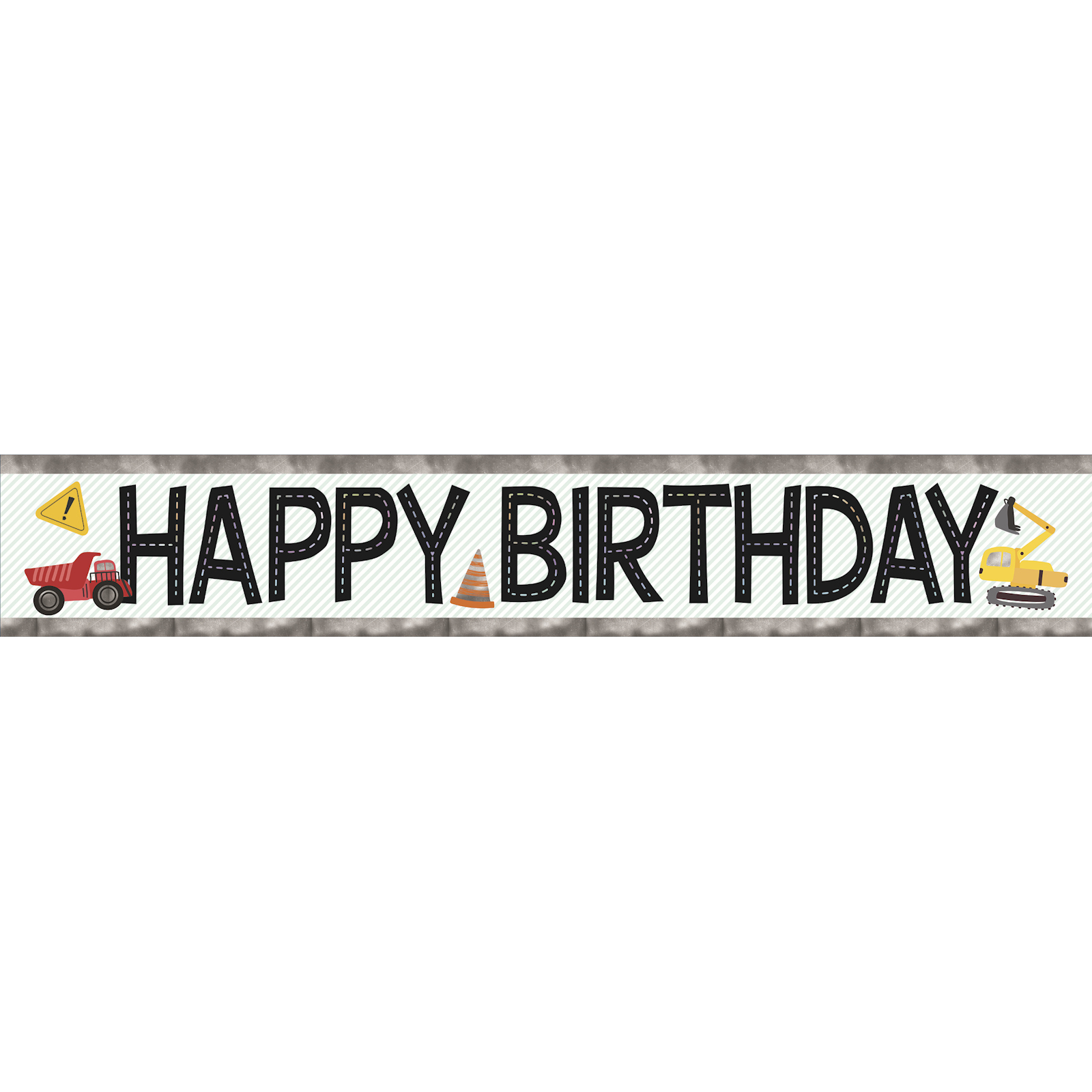 Construction Road Works Party Paper Banner 1.8m