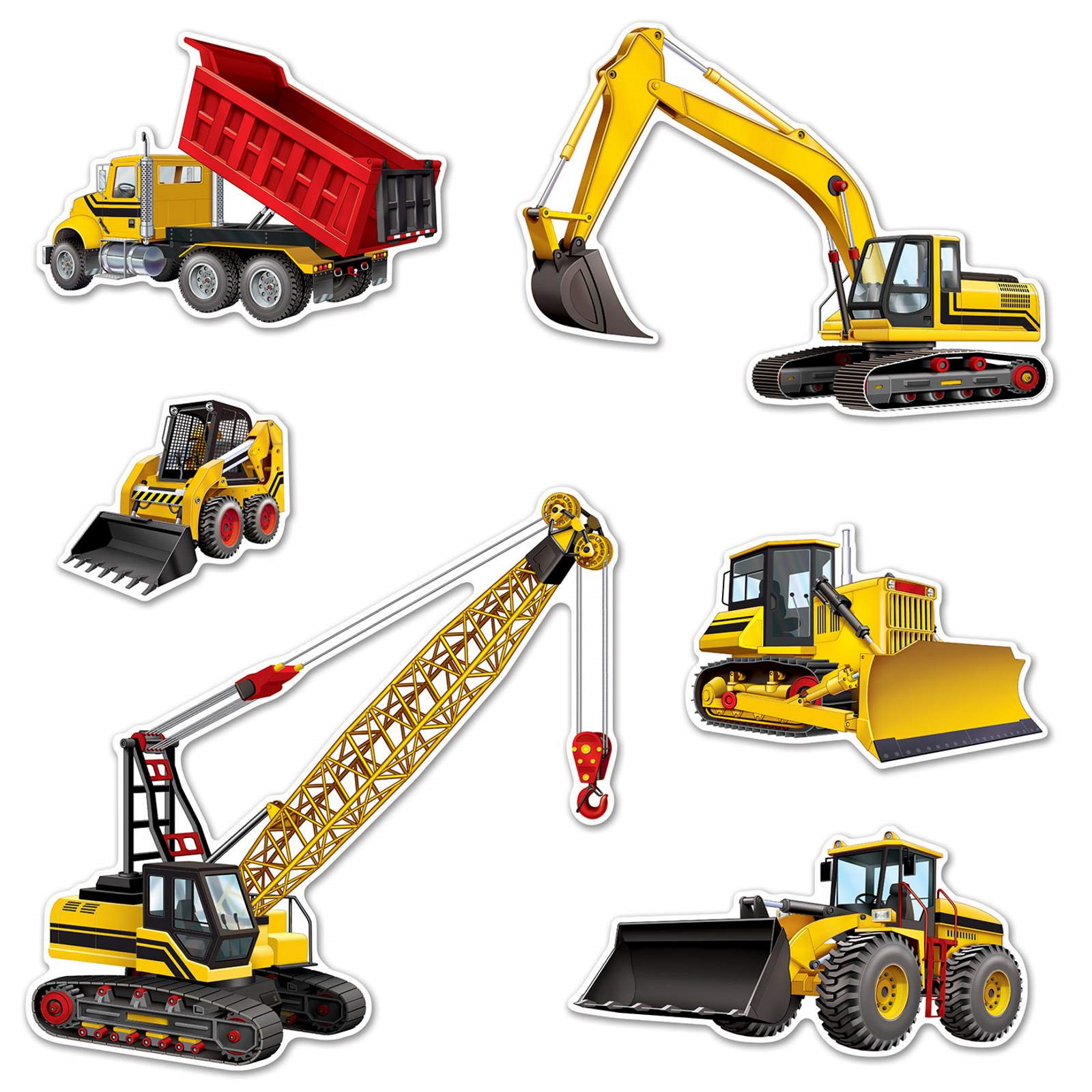 Construction Equipment Cutout Wall Decorations (Pack of 6)