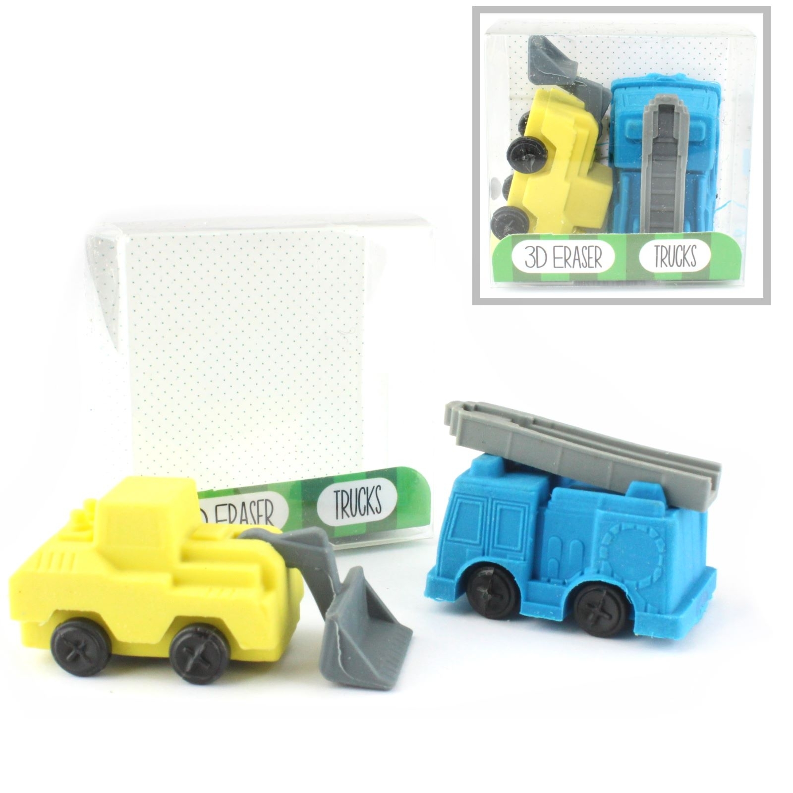 3D Mini Truck Erasers (Pack of 2)
