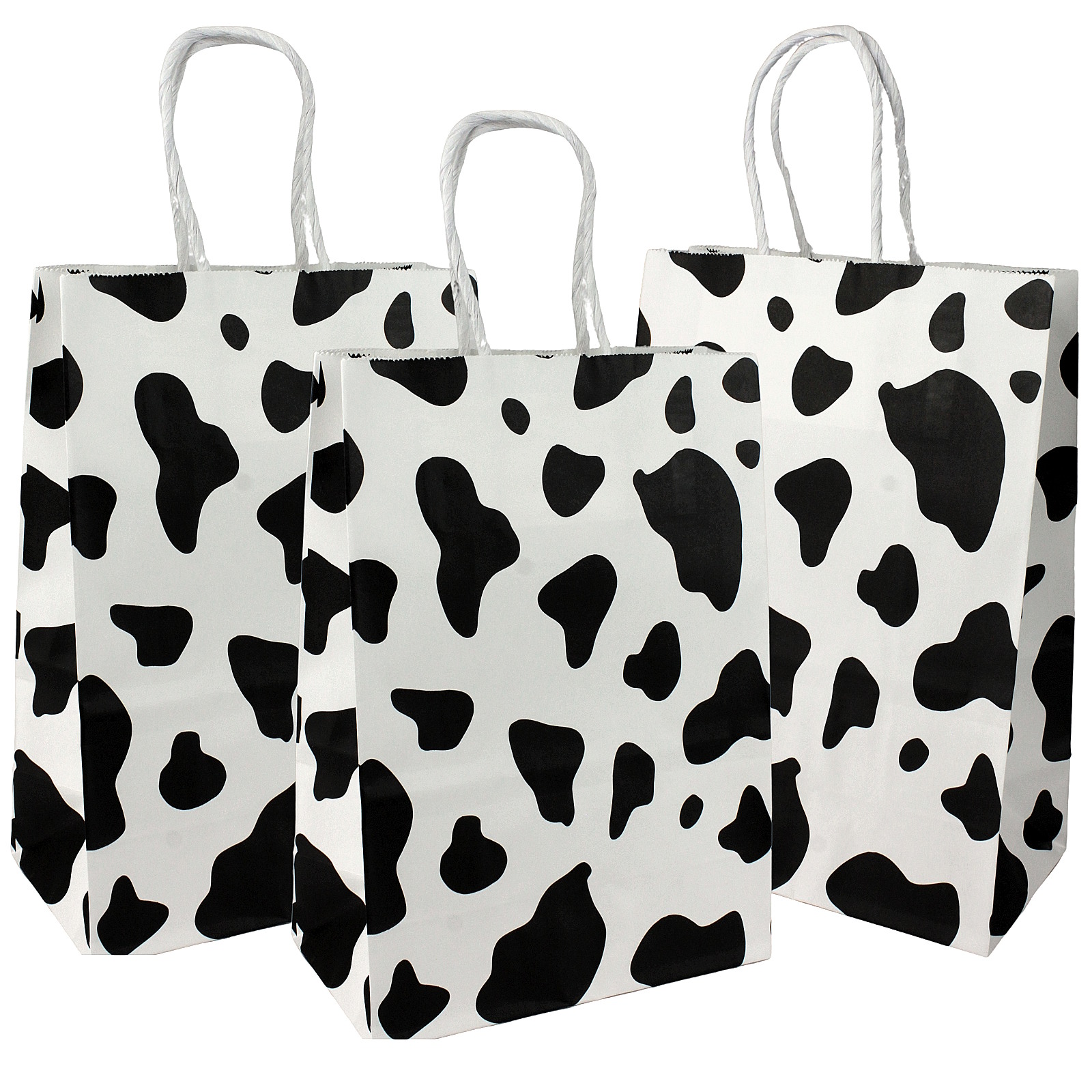 Cow Print Paper Gift Bags (Pack of 12)