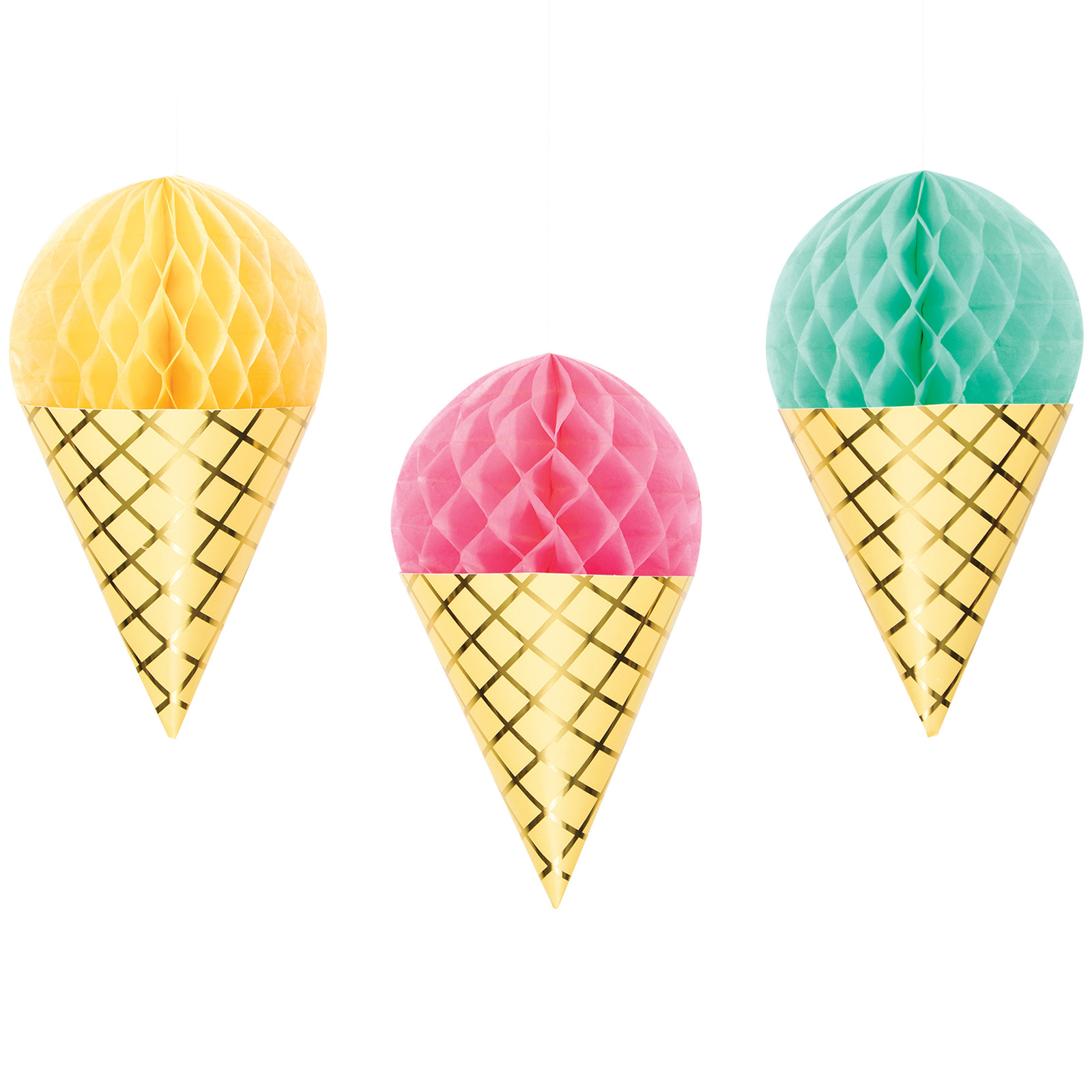 Pastel Ice Cream Tissue Decorations (Pack of 3)
