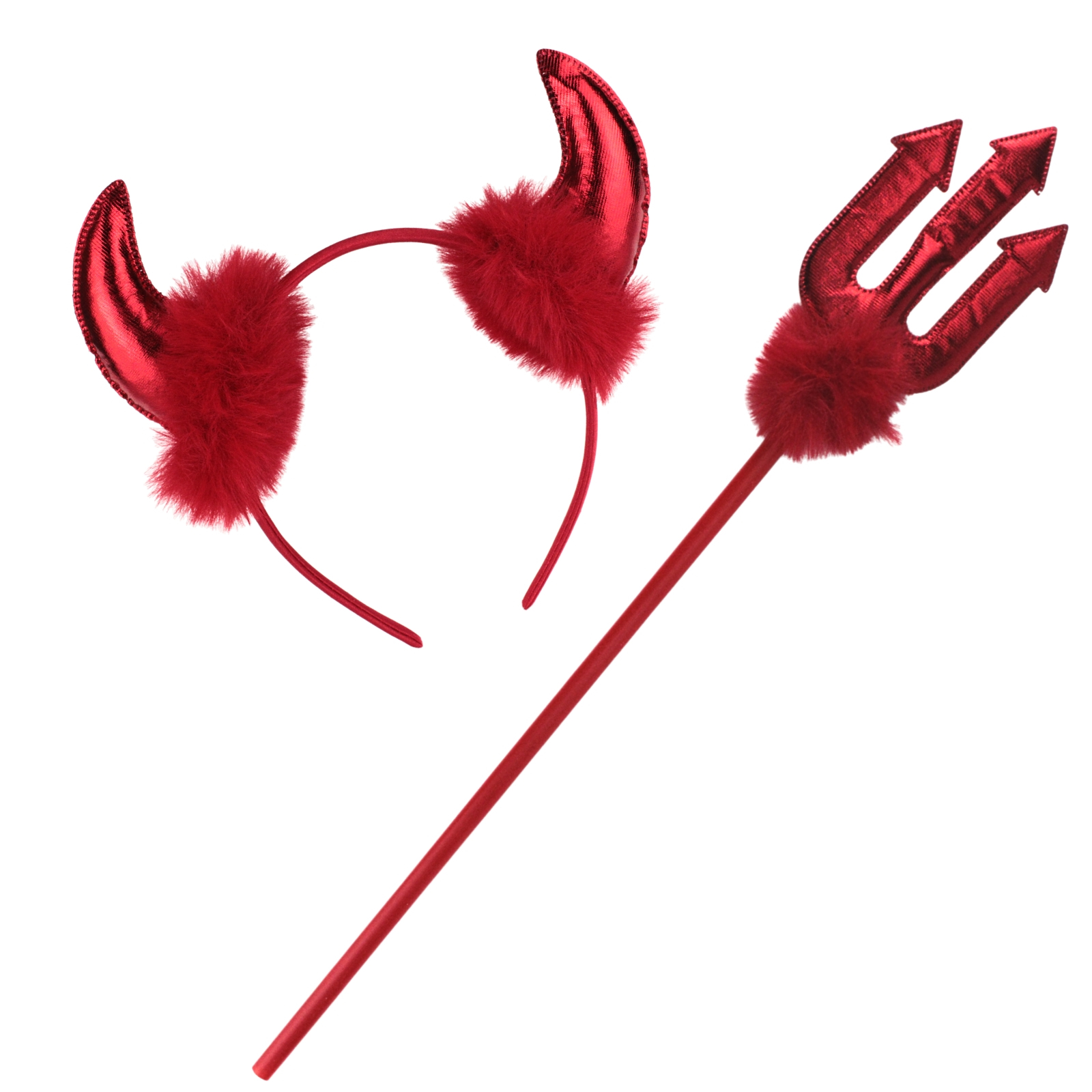Metallic Red Devil Trident and Headband Set
