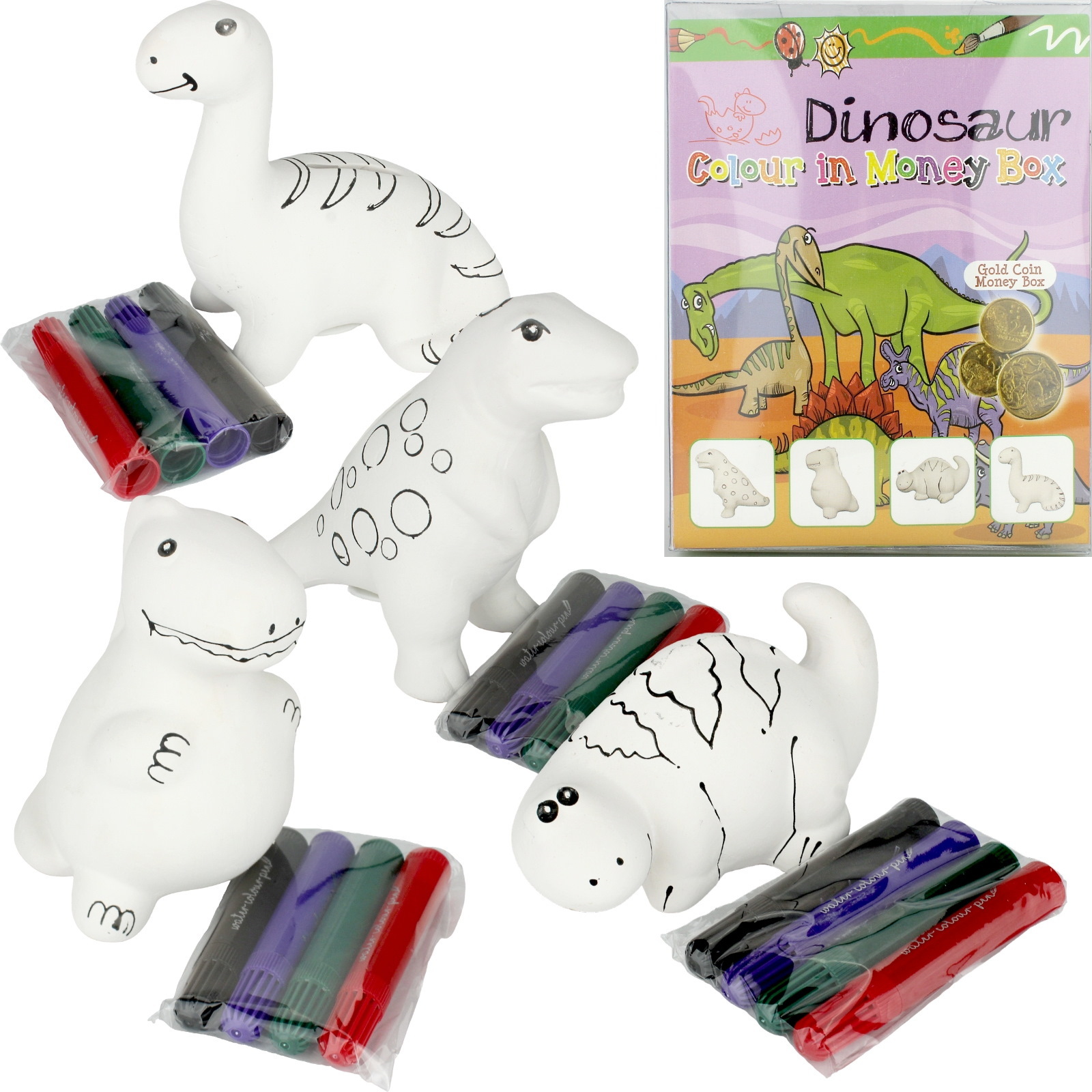 Dinosaur Colour Your Own Money Box - Discount Party Supplies