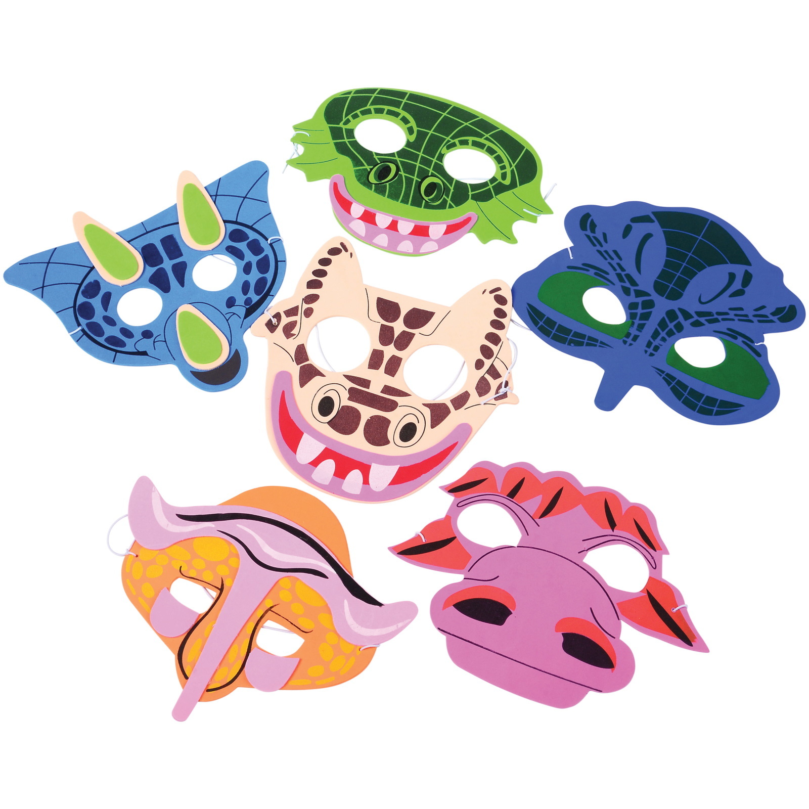 Assorted Foam Dinosaur Masks (Pack of 12)