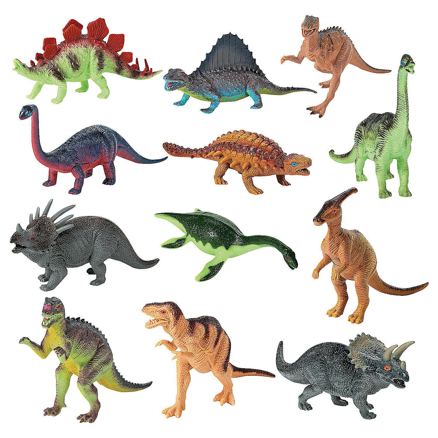 Large Dinosaur Plastic Toys (Pack of 12)