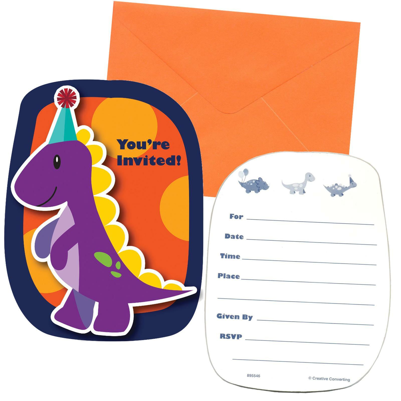 Little Dino Party Invitations (Pack of 8)