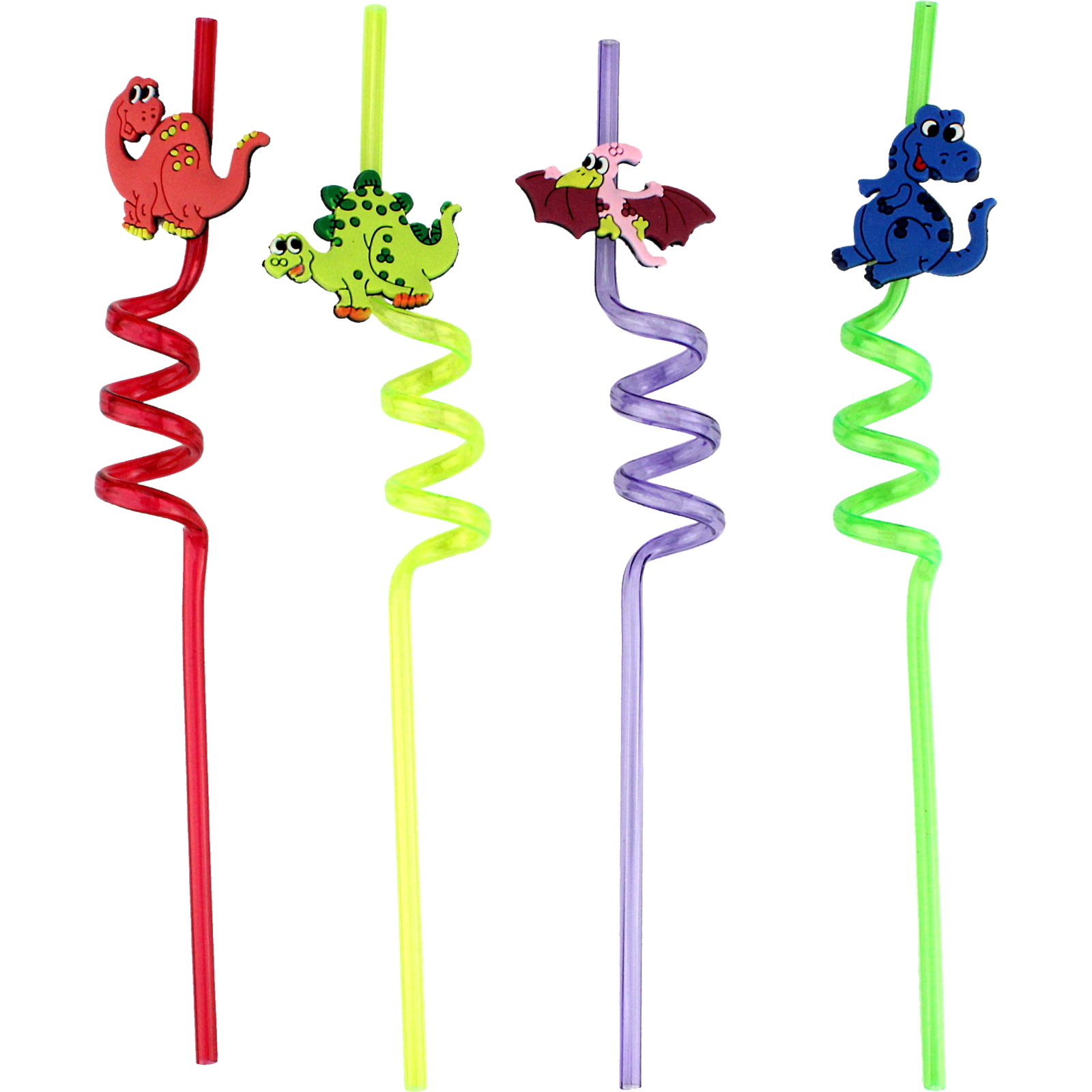 Dinosaur Assorted Plastic Straws (Pack of 4)