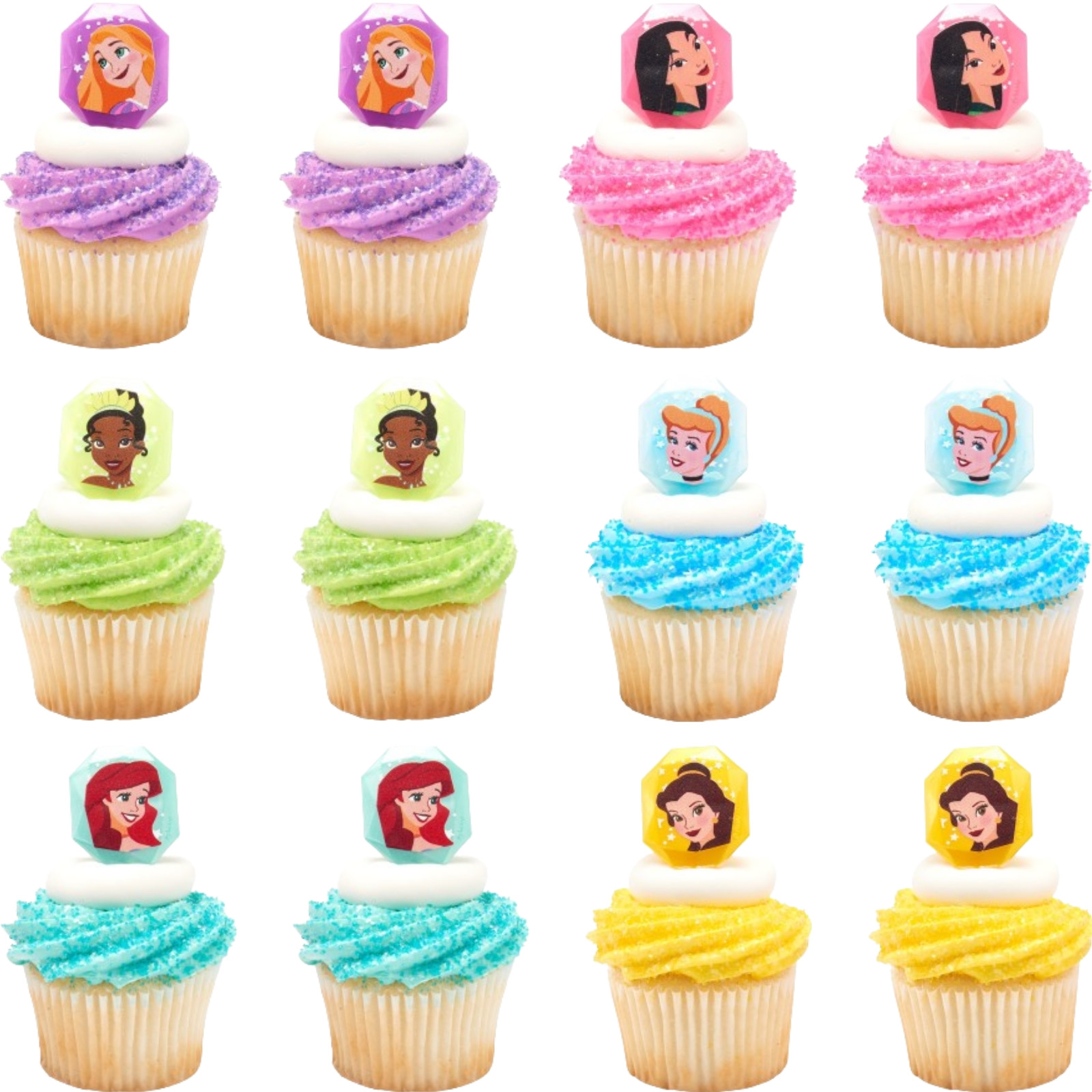 Disney Princess Jewel Cupcake Rings (Pack of 12)  