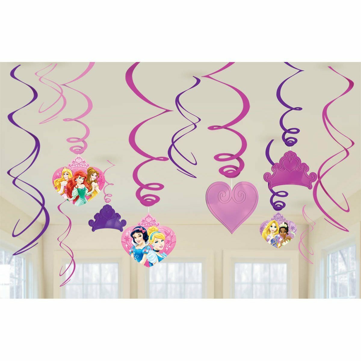 Disney Princess Sparkle Swirl Decorations (Pack of 12)