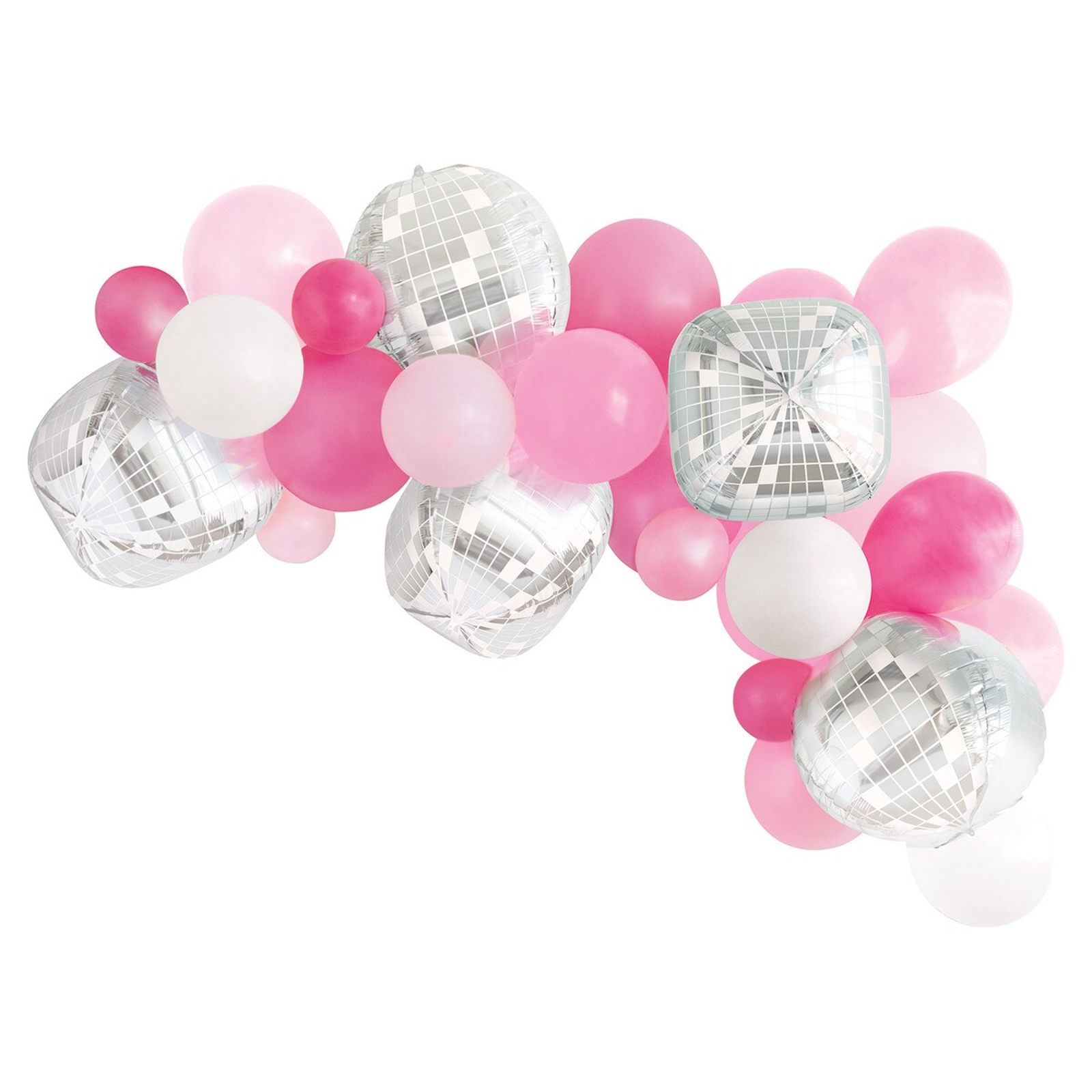 Bright and Light Pink Disco Ball Balloon Arch Kit 