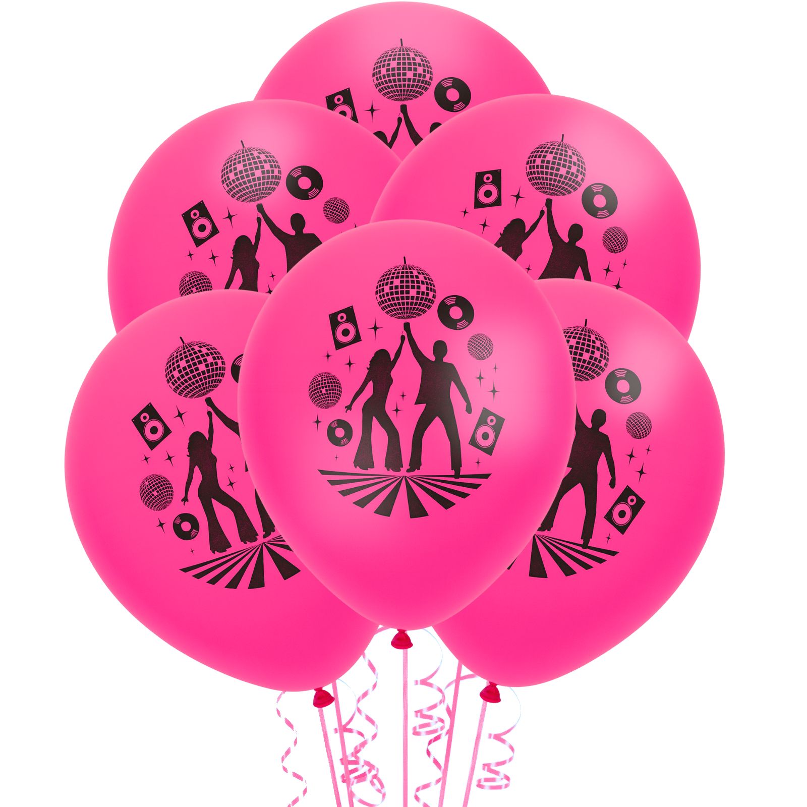 Neon Pink Disco Balloons (Pack of 6)