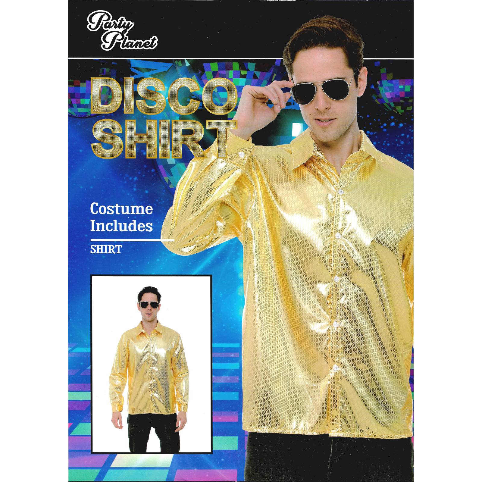 Gold Sequined Disco Shirt Mens Costume Medium