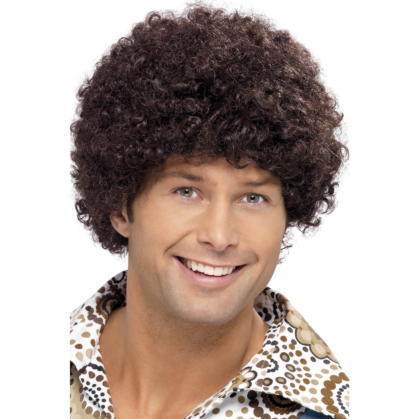 Men's Brown 70s Disco Dude Wig