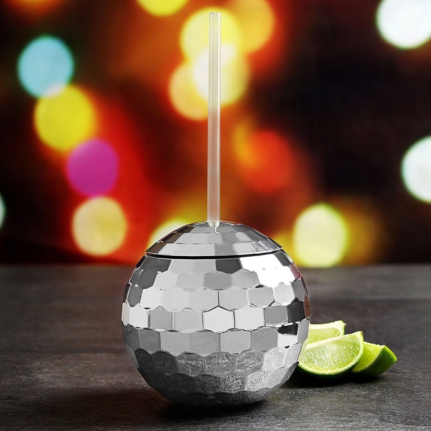Disco Ball Novelty Cup with Straw