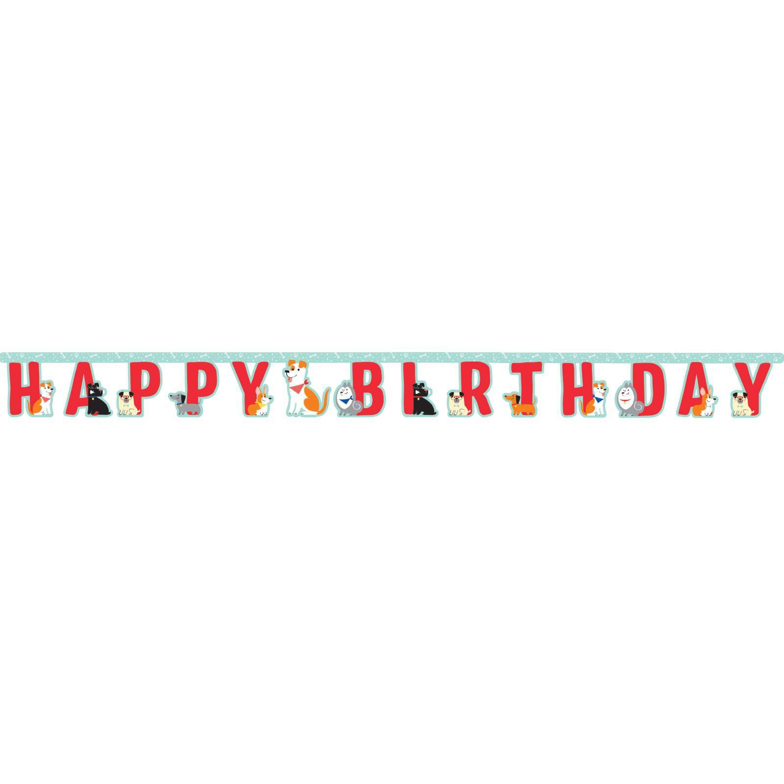 Dog Party Jointed Happy Birthday Banner