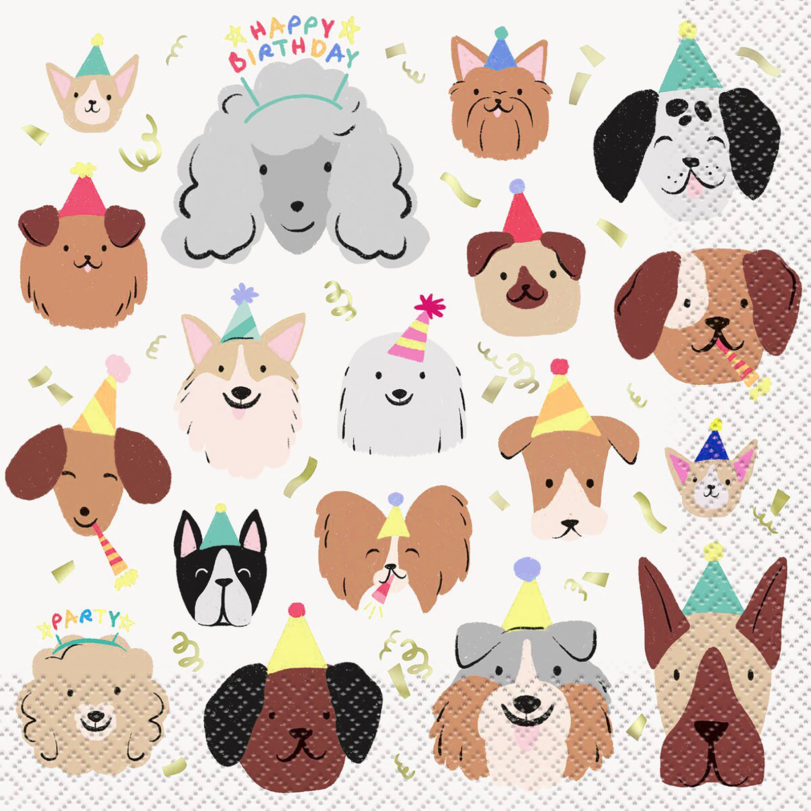 Pawty Animal Happy Birthday Large Napkins / Serviettes (Pack of 16) 