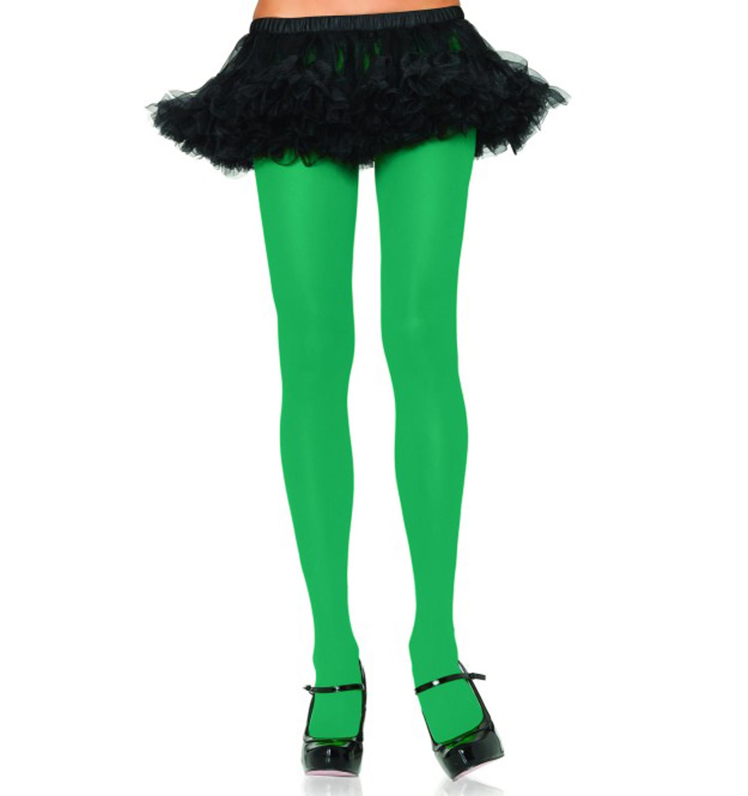 Opaque Nylon Spandex Green Adult Plus Tights