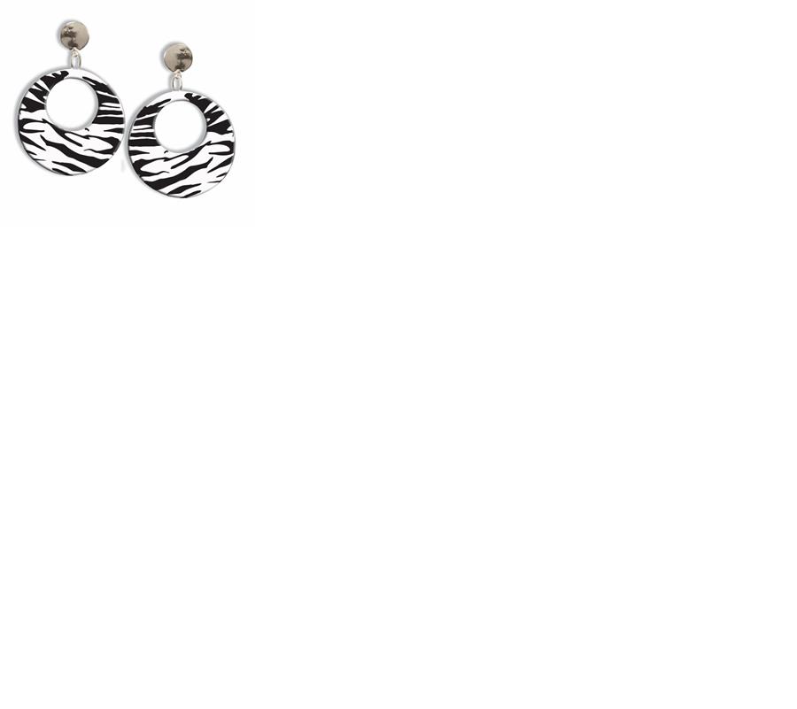 Zebra Earrings Adult Costume Accessory