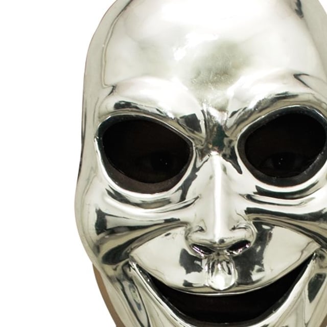 Metallic Smiling Mask Sinister Ghost Metallic Silver Adult Mask | Discount Party Supplies ...