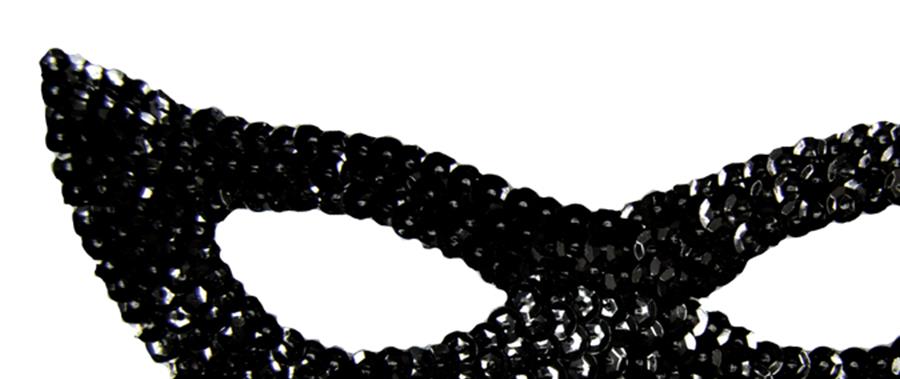 Black Sequin Cat Adult Mask