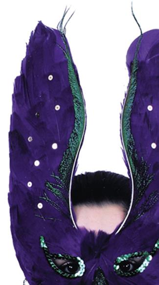 Tall Purple Feather Sequin Adult Mask