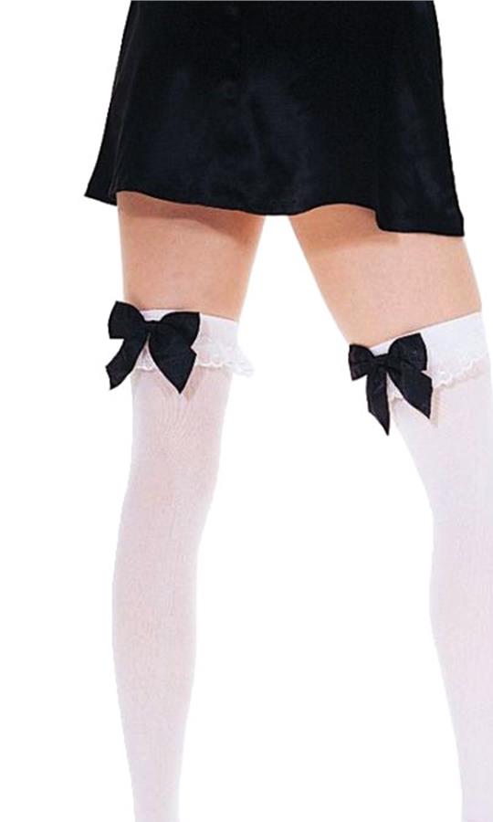 Lace Top Nylon Sheer Thigh Highs Adult Costume Accessory
