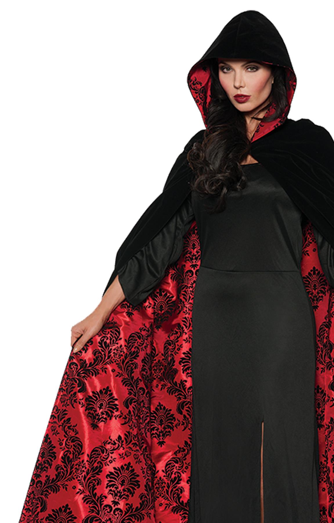Velvet Satin Red Black Adult Cape