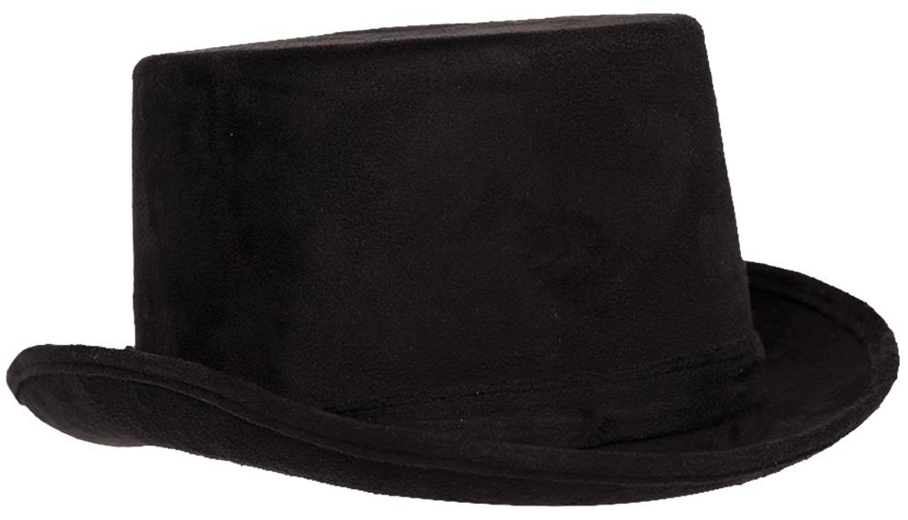 Black Faux Suede Adult Top Hat