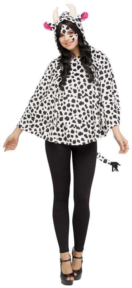 Cow Hooded Poncho Adult Costume Accessory