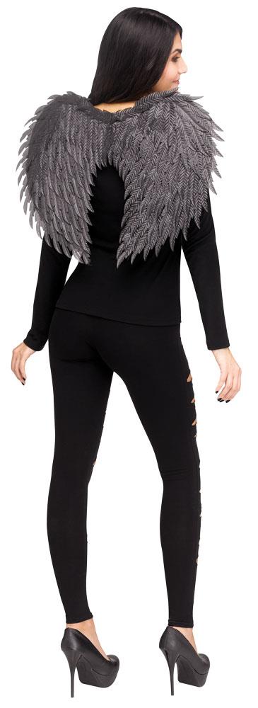 Metallic Black Angel Wings Adult Costume Accessory