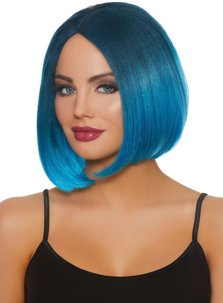 Mid Length Steel Blue Bob Adult Wig