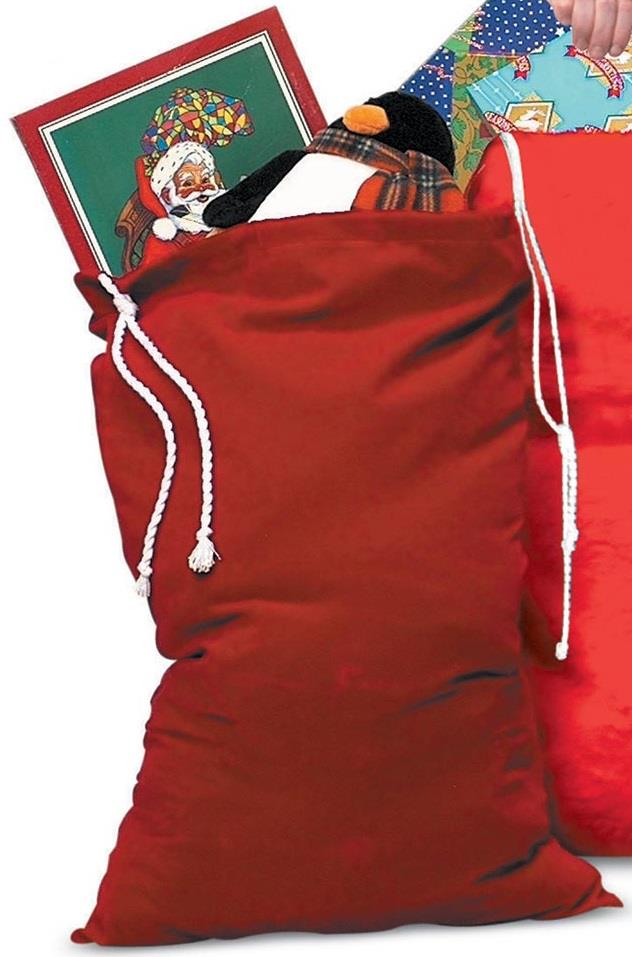 Red Velvet Santa Toy Bag Adult Costume Accessory