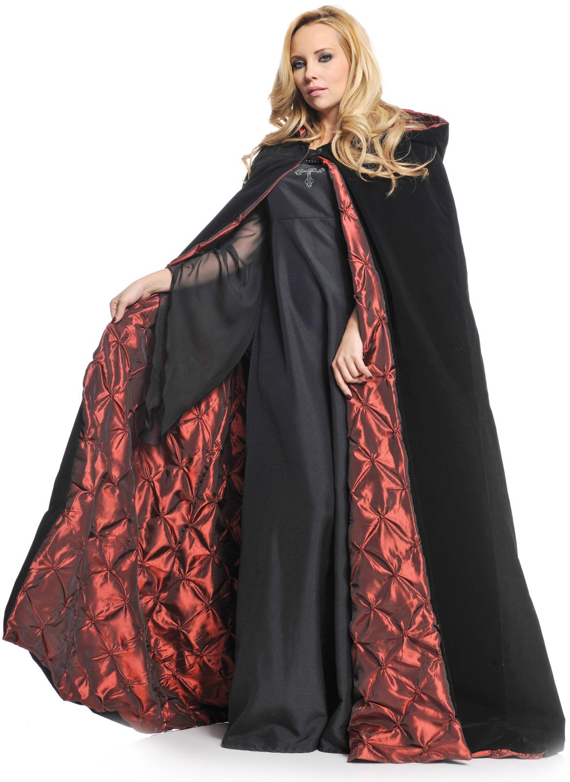 Deluxe Velvet Satin Embossed Lining 63in Adult Cape