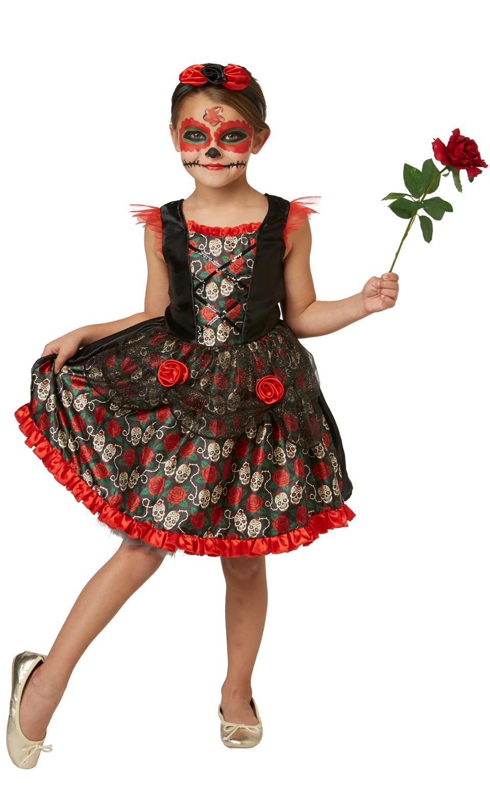 Red Rose Day of the Dead Child Costume