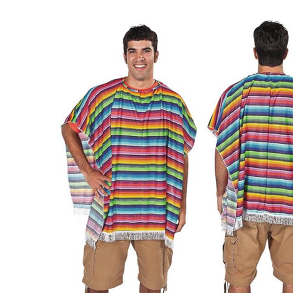 Fiesta Multi Coloured Serape Poncho Adult Costume Accessory