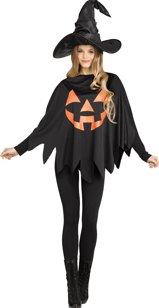 Jack-O-Lantern Pumpkin Poncho Adult Costume
