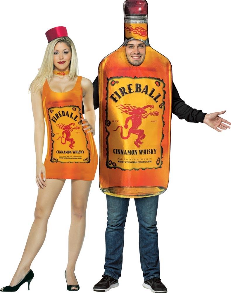 Fireball Whiskey Tank Dress and Bottle Adult Couples Costume