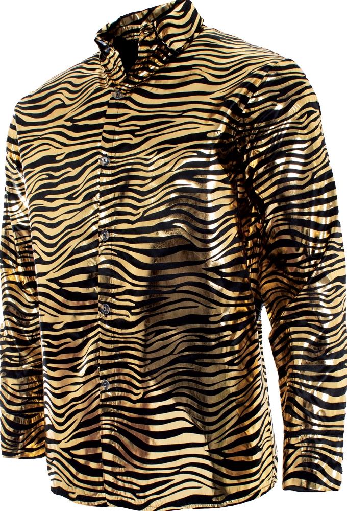 Gold Metallic Tiger Disco Adult Shirt