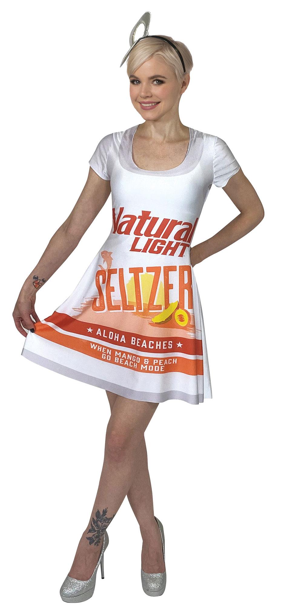 Natural Light Seltzer Aloha Skater Dress Adult Costume L/XL