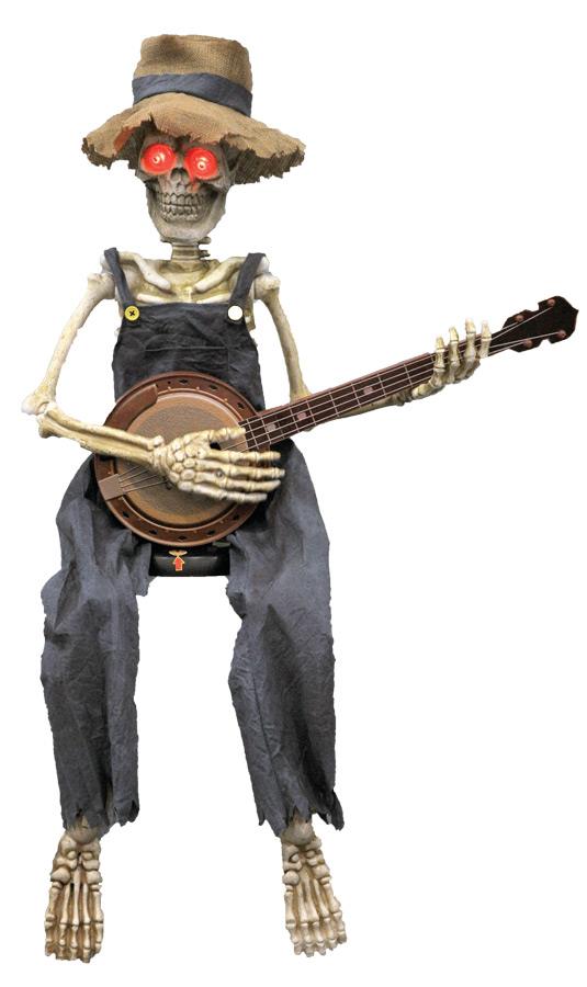 Skeleton Playing Banjo 40in Halloween Prop