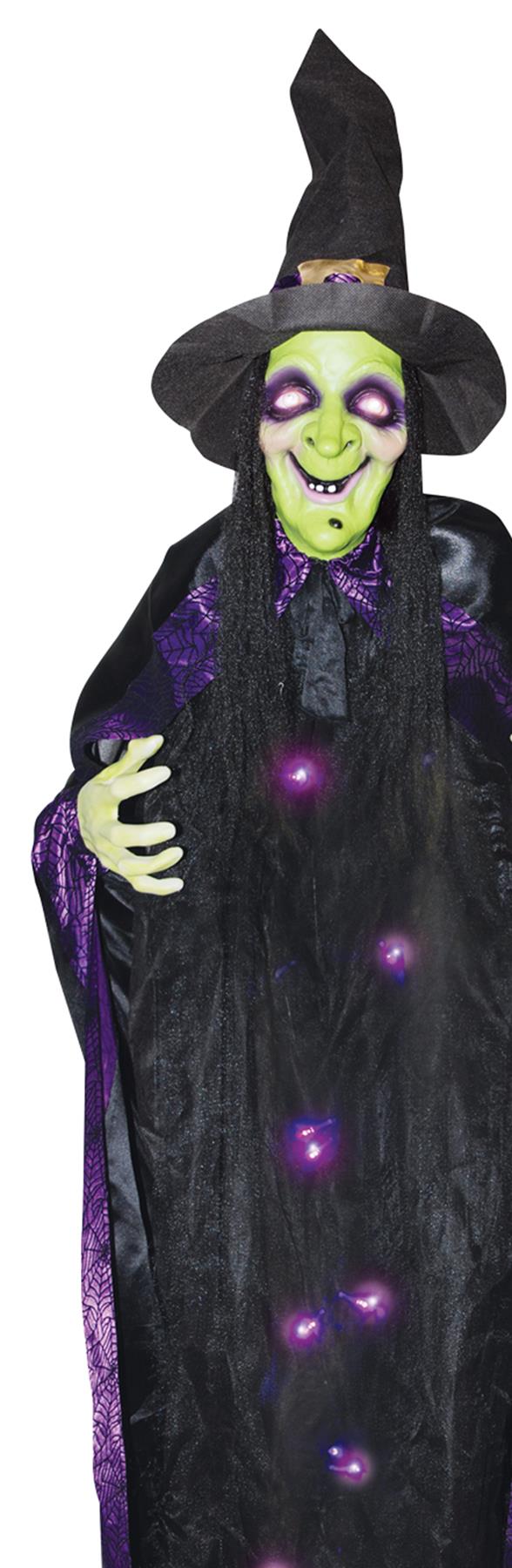 Witch With Sound 6ft Light Up Hanging Halloween Prop