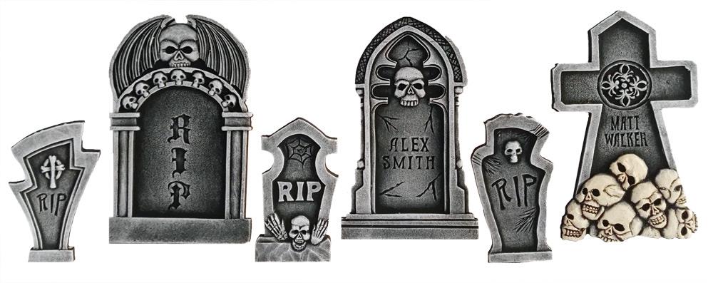 Tombstone Skulls 6 Piece Kit Halloween Prop