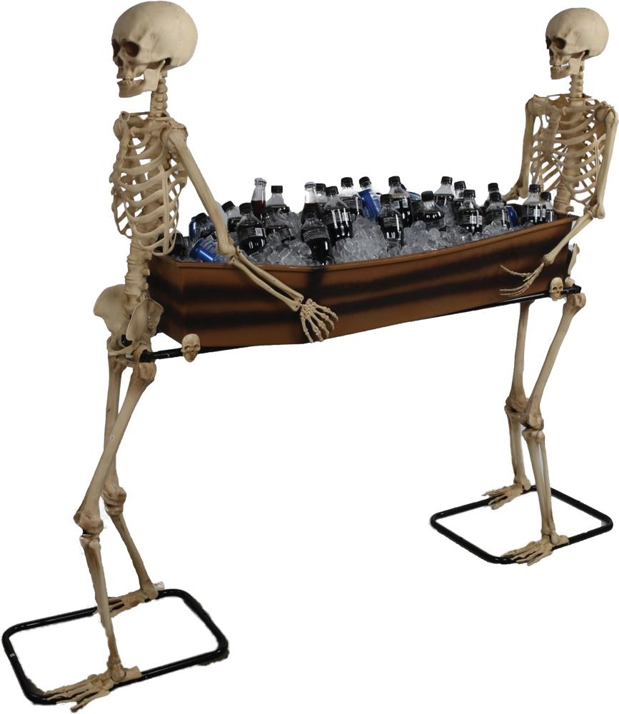 Skeleton Carrying Coffin Cooler Halloween Prop