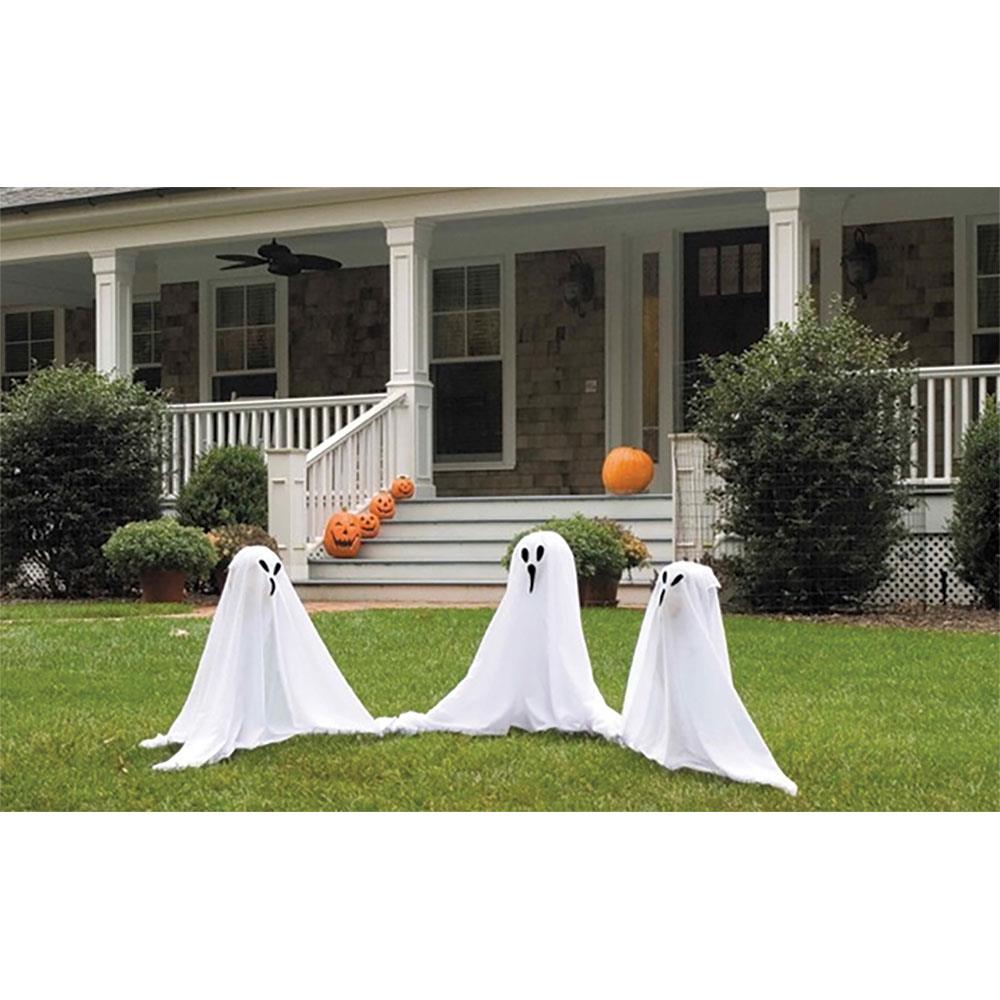 Ghosts on Posts Colour Changing Halloween Props